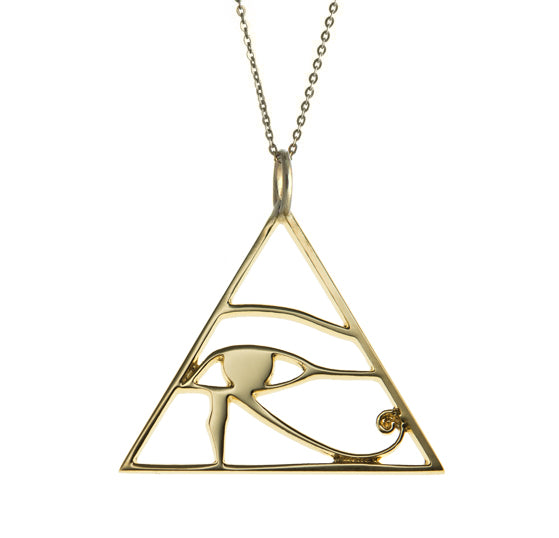 luan eye of horus gold pendant on a gold chain