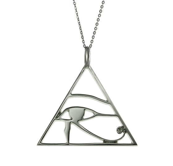 luan eye of horus silver pendant on a silver chain