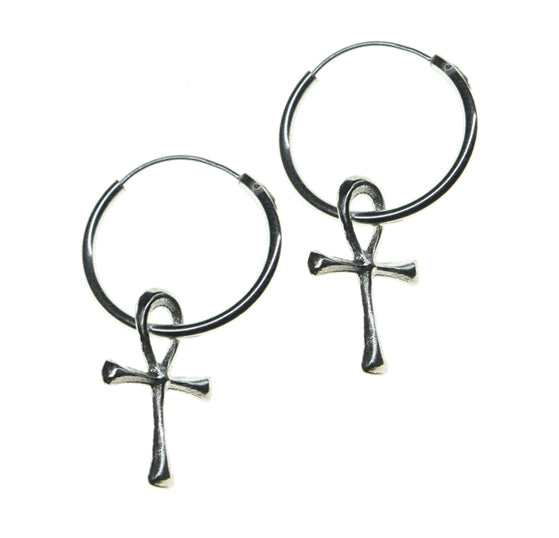 Ankh Symbol Hoop Earrings