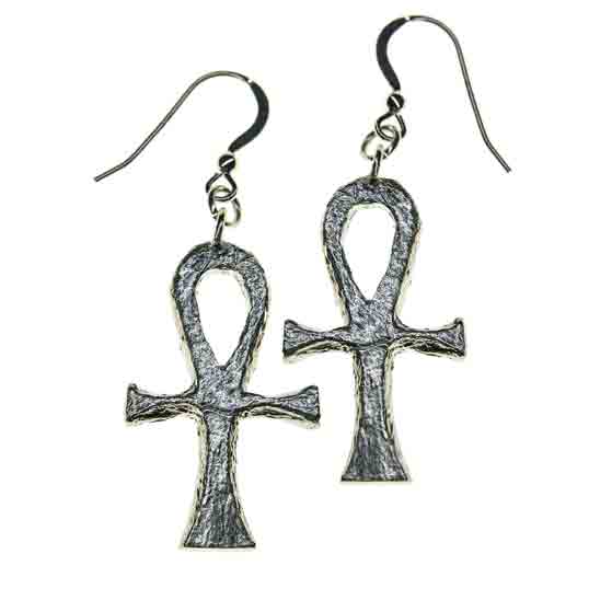 Ankh symbol earrings silver